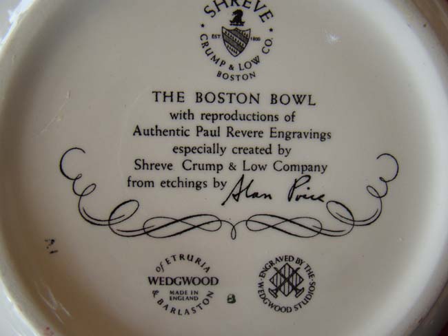 The Paul Revere "BOSTON" bowl made by Wedgwood for Shreve, Crump & Low — image 4